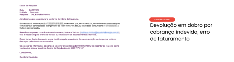 Case de sucesso 1 – Devolução em dobro de cobrança indevida
