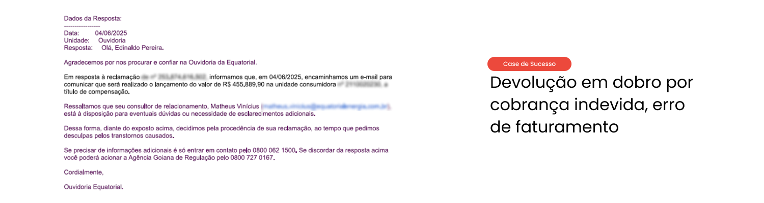 Case de sucesso 1 – Devolução em dobro de cobrança indevida