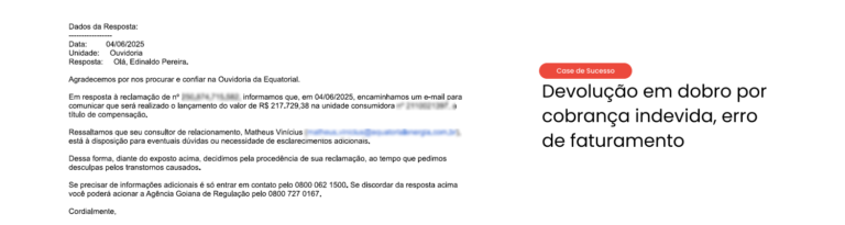 Case de sucesso 3 – Devolução em dobro de cobrança indevida